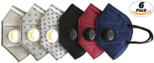 Mouth Mask Unisex Anti Pollution Mask Outdoor Protection N95 4 Layer Filter Insert Anti Dust Mask with Valve Filter 6 Pack (6 Pack-grey/black/Blue/Camo)
