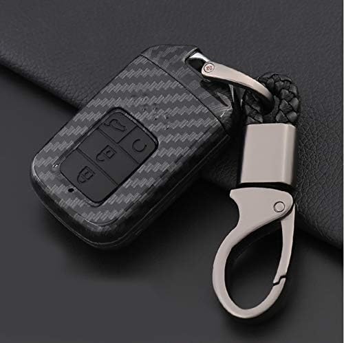 Auto Accessories Case Keychain Carbon Fiber Style Car Key for Honda Civic 2016 2017 2018. (Black)