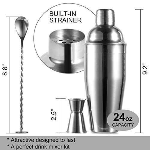 Cocktail-Shaker, Saftmixer, Martini-Shaker, schnelles Kühlen von Getränken, 3-teiliges Barkeeper-Set mit Messbecher… – Bild 5