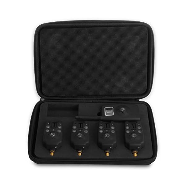 Ray-JrMALL-Set-4-PCS-Wireless-Blue-LED-Fishing-Bite-Alarms-Receiver-Carp-Running-Black Ray-JrMALL-Set-4-PCS-Wireless-Blue-LED-Fishing-Bite-Alarms-Receiver-Carp-Running-Black