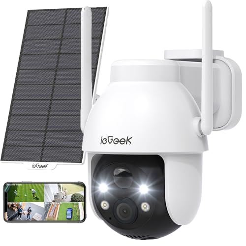 ieGeek 2K 3MP Überwachungskamera Aussen Solar, 360° PTZ Kamera Außen Akku