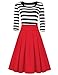 Hiqueen Women's Scoop Neck 2/3 Sleeve Casual Swing Dress Navy Style Stripe Dress (XL, Red)