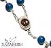 Beautiful Blue Glass Beads Rosary Catholic Necklace Holy Soil Medal & Crucifix