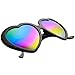 zeroUV Womens Oversized Rainbow Color Mirror Lens Heart Shape Sunglasses (Black Rainbow)