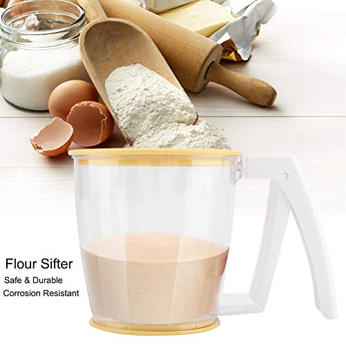 Handheld Cup Flour Sifter Mesh Crank Shaker Sieve Cup Strainer Powder