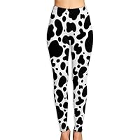 Jadetian Womens Leggings Cow Print Pattern Popular High Waist Yoga Pants