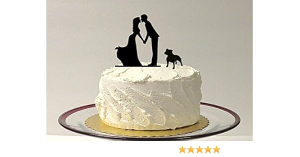 Amazon Com Kissing Couple Silhouette Wedding Cake Topper With Dog