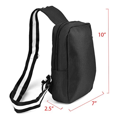 Westend Canvas Sling Bag - Adjustable Crossbody Backpack For Hiking, Travel, Work (Black With Blue/Red/White Trim) - View #12