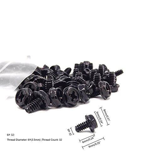 HONBAY 100PCS 6#-32x6 Hex Phillips Head Replacement PC Computer Case Mounting Screws Fastener for Bu - //coolthings.us