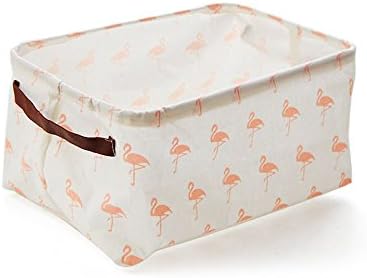 Flamingo Canvas Toy Storage, Kid's Nursery Organizer Waterproof Foldable Basket with Handle for Book, Baby Toys, Kids Blankets, Baby Clothing