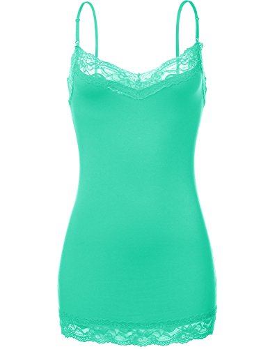 Oversize Plus Size Spaghetti Strap Lace Trim Slim Fit Cami Tops