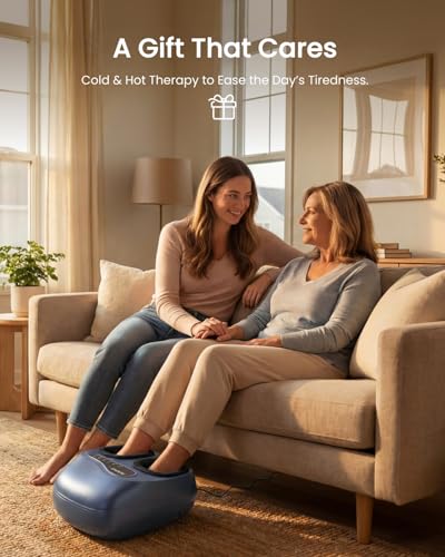 RENPHO Thermacool 2-in-1 Foot Massager with Heat & Cold, HSA Eligible FSA Only Products, Father Day Gifts for Husband, 3 Kneading & 5 Compression for Neuropathy & Plantar Fasciitis, Up to US Size 13