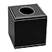 KINGFOM Square Pu Leather Tissue Box Cover, Modern Facial Tissue Holder, Roll Tissues Paper Case Dispenser for Bathroom Vanity Countertop, Night Stands, Office Desk & Car(Black)