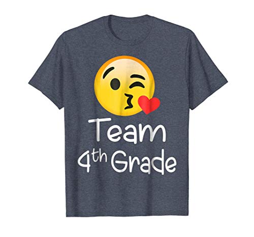 Mens team fourth grade teacher emoji hearts love tshirt…