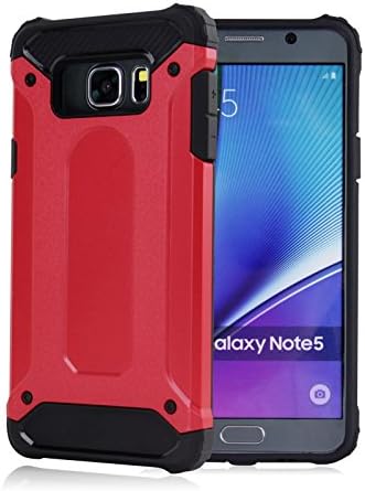 Note 5 case, Sophili [New Armor Series] Impact Hybrid Dual Layer Protective Heavy Duty Rugged Cover Case for Samsung Galaxy Note 5 with Drop Resistant Shockproof Bumpers - Red