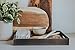 Jitsu Goods Fabric Lined Wooden Decorative Ottoman Tray | Kitchen Breakfast Serving with Cutout Wood Handles | Black & White Boho Pattern | Coffee Table Home Decor | Rustic Decorative Farmhouse Design