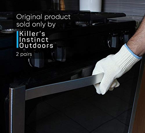 2 PAIRS Heat Resistant Gloves Oven Gloves Heat Resistant With Fingers Oven Mitts Kitchen Pot Holders Cotton Gloves Kitchen Gloves Double Oven Mitt Set Gardening Gloves Work Gloves Bulk