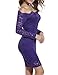 ACEVOG Vintage Dress for Women Long Sleeve Off Shoulder Lace Dress Bodycon Dresses (Large, Purple)