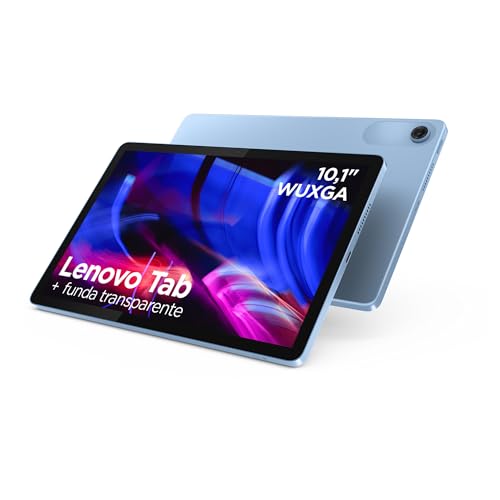 Lenovo Tab WUXGA Tablet 10.1 MediaTek Helio G85 4GB RAM 64GB 60Hz 2 Speakers Wi-Fi 5 Bluetooth 5.3 Android 14 Polar Blue with Clear Case