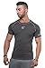Men's Short Sleeve Tee Compression T Shirt Bodybuilding Workout Slim Fit, Large, Black