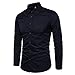 Manwan walk Men's Slim Fit Business Casual Cotton Long Sleeves Solid Button Down Dress Shirts (Large, Black)