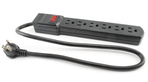 6 Outlet Surge Strip , Horizontal , 90 Joules, 24in (2 ft.) Cable