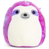 Squishmallow 8 inch Simon The Sloth Tie Dye Plush Pillow Toy Pink Purple