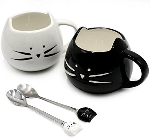 Koolkatkoo Cute Cat Mug Ceramic Coffee Mugs Set Gifts for Women Girls Cat  Lovers Funny Small Cup with Spoon 12 oz Black and White price in Saudi  Arabia | Amazon Saudi Arabia | kanbkam