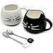 Koolkatkoo Cute Cat Mug Ceramic Coffee Mugs Set Gifts for Women Girls Cat Lovers Funny Small Cup with Spoon 12 oz Black and White