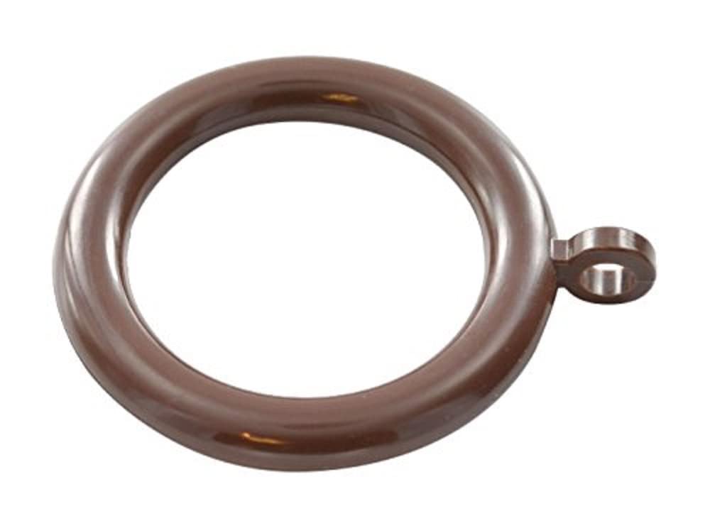 Merriway BH04533 (24 Pcs) Plastic Curtain Pole Rod Drapery Rings with Fixed Eye, Inner Diameter 35mm (1.3/8 inch) and Outer Diameter 43mm (1.3/4 inch) Dark Brown - Pack of 24 Pieces