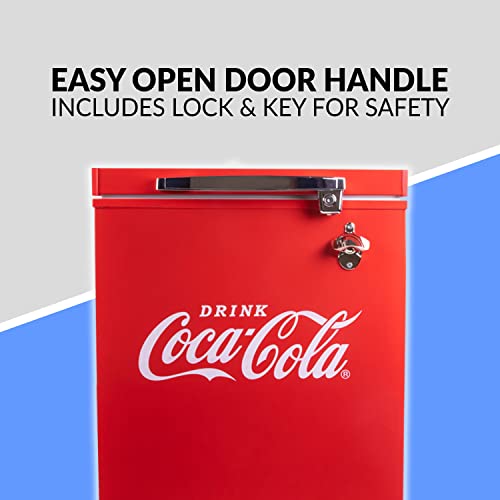 Nostalgia CocaCola Chest Freezer and Refrigerator All in One, 3.5 Cu. Ft, Includes Rolling