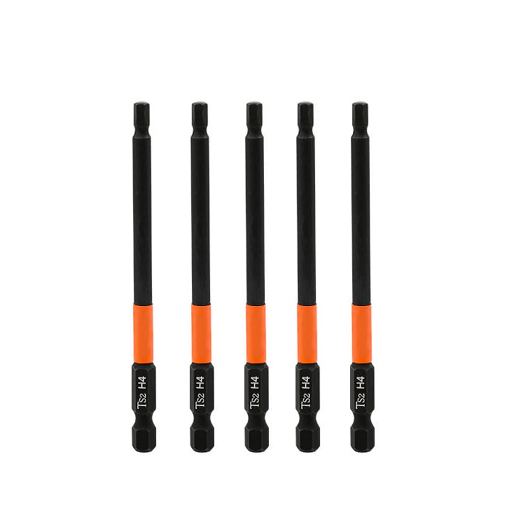 Aoktorkit 5 Pcs 2mm x 100mm Screwdriver Bit Set, Hex Impact Screwdriver Driver Bits, 1/4" Hex Shank, Anti Slip Drill Bits for Electric Hand Screwdrivers
