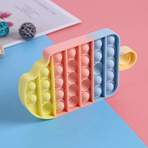 Ice Cream Bubbles Pop It- Push and Pop Bubble Fidget Sensory Toy- Fidget Poppers for Kids- Simple Dimple Silicone Fidgets- Popit for Boys Girl and Baby - Single Cute Fidget Popper - Tiktok Poppits