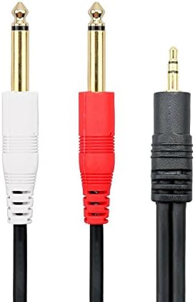Bolongking 6.3mm Mono Cable, 6.3mm Mono 1/4 inch to 1/8 inch 3.5mm Audio Splitter Cable,Digital Interface Cable,Instrument Cable for Mixer,Audio Recorder,Electric Guitar Amplifier