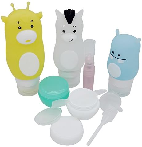 Soft Silicone Travel Bottles Set, BESTNEWIE Portable Leak Proof Travel Toiletry Bottles Cosmetic Silicone Containers TSA Approved Travel bag Cream Jar Included - Set of 9