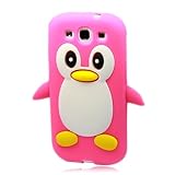 3D Penguin Soft Silicone Skin Case Cover for Samsung Galaxy S III S3 I9300 Rose