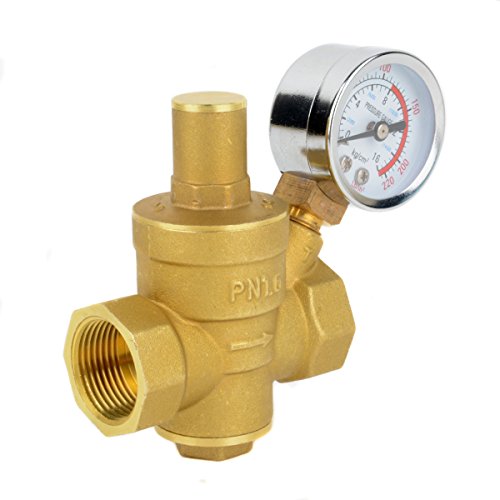 Pressure Reducing Valve 3/4 Adjustable Brass Water Regulator Valve Pressure Reducing with Gauge - Thumbnail 6