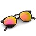 WearMe Pro - Retro Round Flat Top Frame Mirrored Fashion Sunglasses