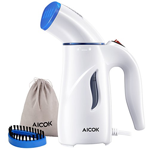 Aicok Clothes Steamer, Mini Travel Garment Steamer, Fabric Steamer, Portable and Fast, with Fabric Brush and Travel Pouch