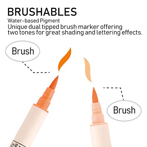 Kuretake Zig BRUSHABLES 24 Coloes set, TWOTONED pen, Twin brush tips