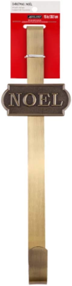 Wreath Hangers - Noel Christmas Decor Over Door Large Wreath Hook and Hanger - Antiqued Brass - Holds up to 20 lbs.