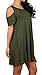 Women's Casual Loose Plain Tunic T-Shirt Dress With Pockets Army Green XL