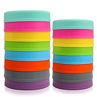 Aozita [16 Pack] Colored Plastic Mason Jar Lids Fits Ball, Kerr & More - 8 Wide Mouth & 8 Regular Mouth - Food-Grade Storage Caps for Canning Jars - Anti-Scratch Resistant Surface