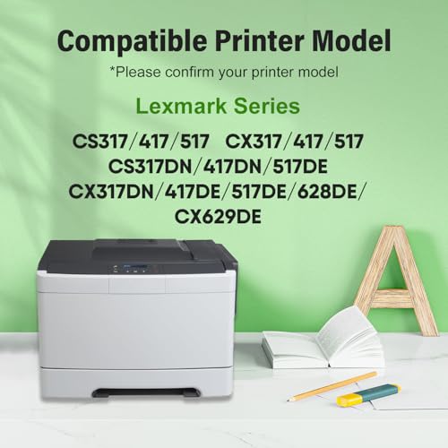 Replacement CS317 Toner Cartridge for Lexmark CS317dn Toner Cartridge for Lexmark CS417dn CS517de CX317 CX417 CX517 71B20K0 71B20C0 71B20M0 71B20Y0,4 Pack,3,000 & 2.30 0 Pages