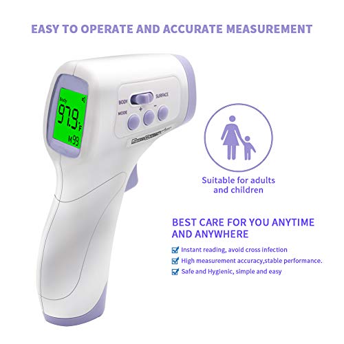 Anthsania Forehead Thermometer for Adults and Kids, Touchless Infrared Thermometer with LCD Display and Instant Readings