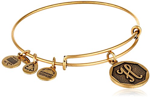 Alex and Ani Rafaelian Gold-Tone Initial H Expandable Wire Bangle Bracelet, 2.5"