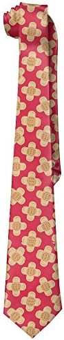Novelty Men's Wide Tie Long Necktie Medical Band-aids Printed Polyester Silk Neck Tie