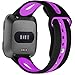 Maledan for Fitbit Versa Bands Women Men, Replacement Breathable Sport Watch Bands Accessories Strap with Stainless Steel Clasp for Fitbit Versa, Large, Black Purple