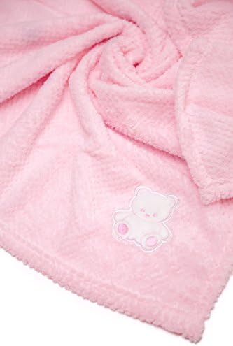 Little Mimos Honeycomb Baby Blanket, 30"x30" Bear Pink Color