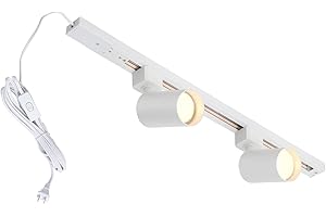 Hiiglxii Plug in Track Lighting with Power Cord, 2-Light GU10 Track Lighting Kit with Track Rail, Modern Kitchen LED Track Lighting Fixtures Ceiling Wall Spot Light, 13FT Plug Cord, White (No Bulbs)